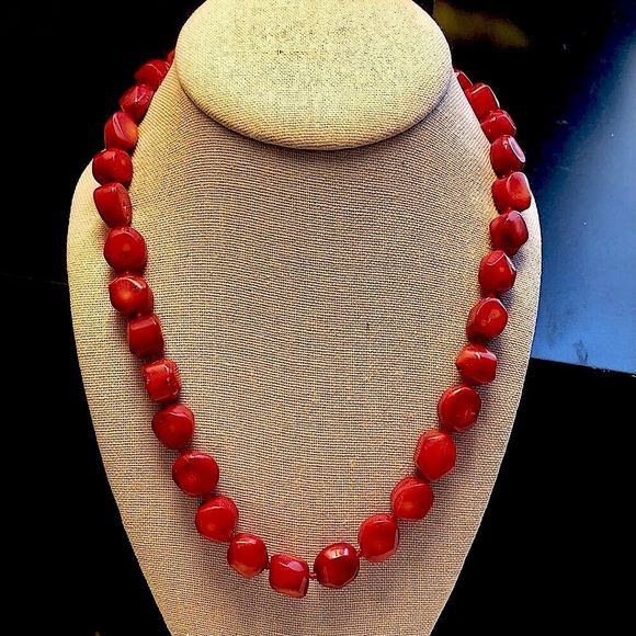 Sterling Silver Hand Knotted Coral Necklace - Picture 1 of 8